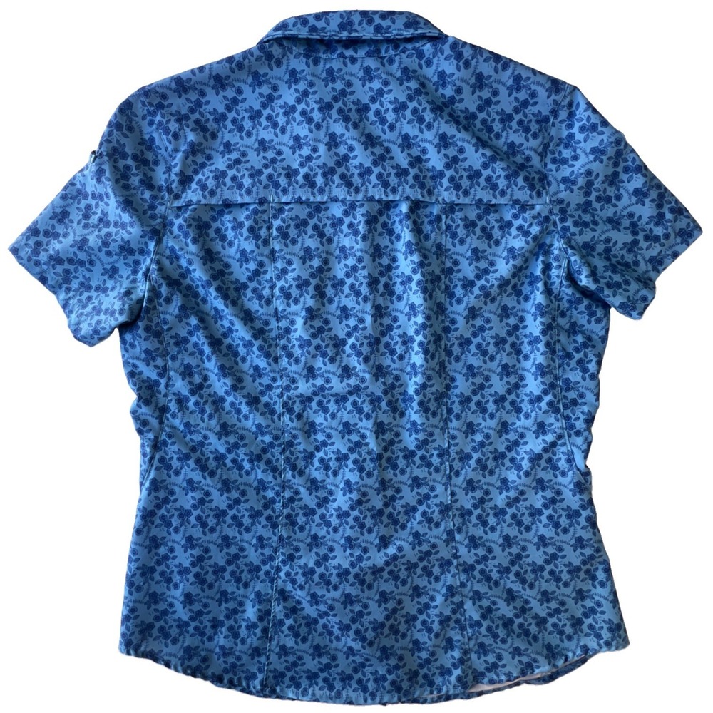 REI Co-op Sahara Shirt Womens M Fitted Floral Blue Short Sleeve Hiking Pockets - Picture 8 of 10